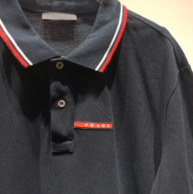 Prada Black Cotton Polo Shirt for Men
