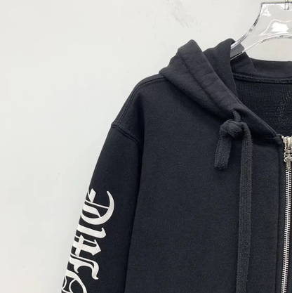 Chrome Hearts Black Cotton Zip-Up Hoodie 0089