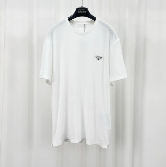 Prada Men's White Logo Short Sleeve T-Shirt
