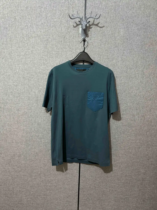 Prada Blue Cotton Logo T-Shirt for Men