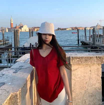 Prada Men's Red Logo T-Shirt for Spring Autumn