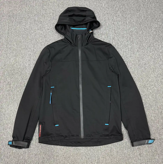 Prada Black Polyester Men's Jacket with Hood