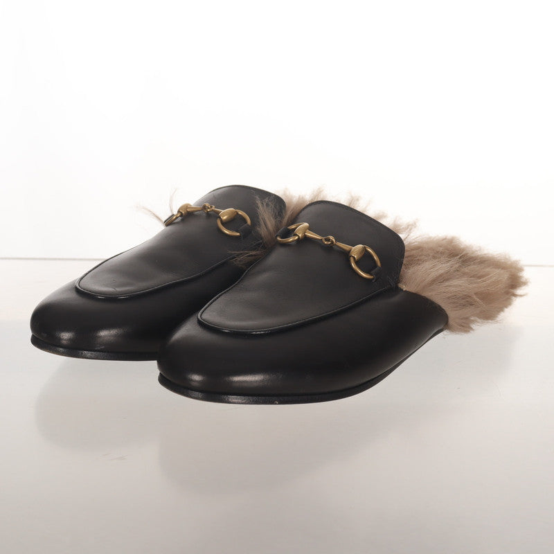 Gucci Black Lambskin Flat Mule Slippers 0079