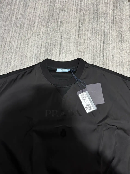 Prada Embroidered Logo Black Sweatshirt
