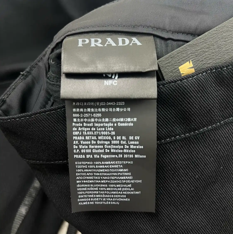 Prada Black Cotton Logo Casual Pants for Men