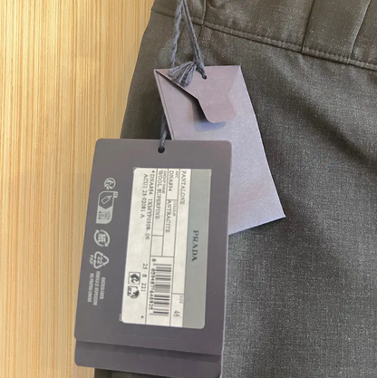 Prada Black Striped Wool Casual Trousers for Men