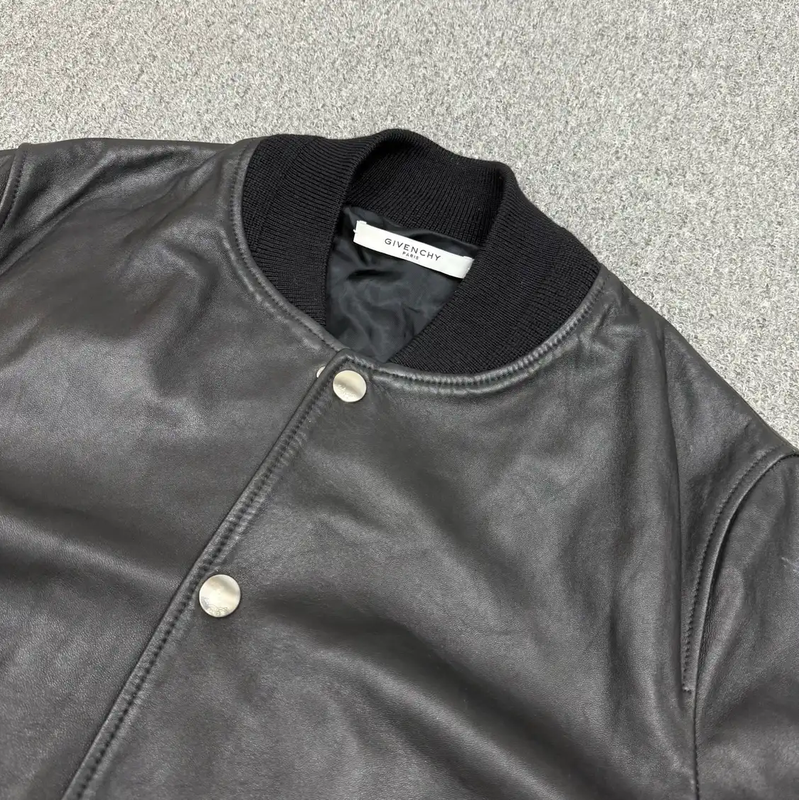 Givenchy Black Leather Bomber Jacket Size XL 0089