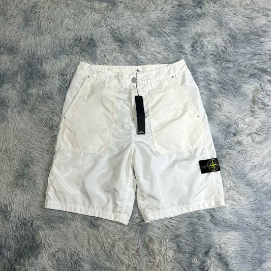 Stone Island White Nylon Shorts for Men 0089