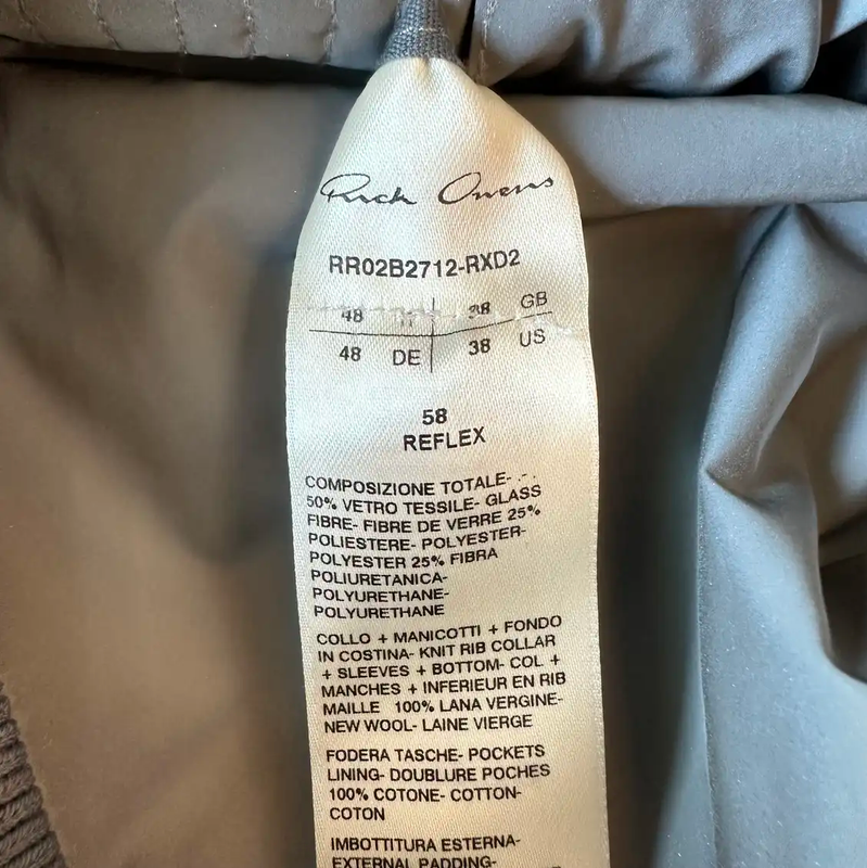 Rick Owens Silver Nylon Men's Down Jacket 0089