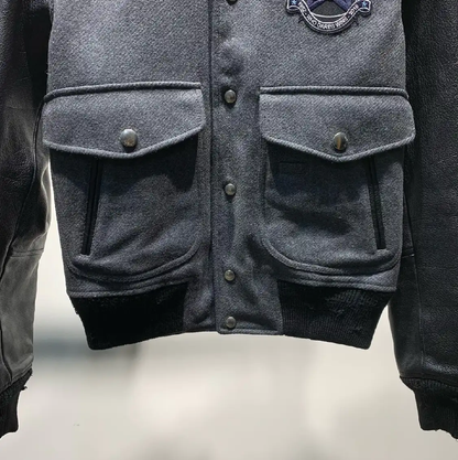 Givenchy Gray Wool and Leather Jacket for Men 0089