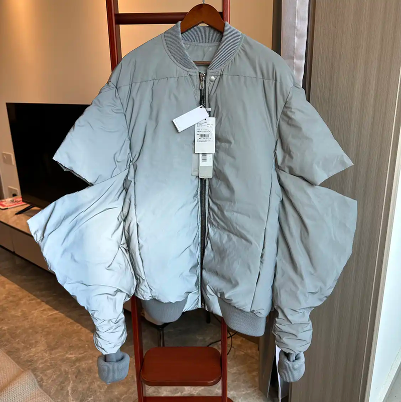 Rick Owens Silver Nylon Men's Down Jacket 0089