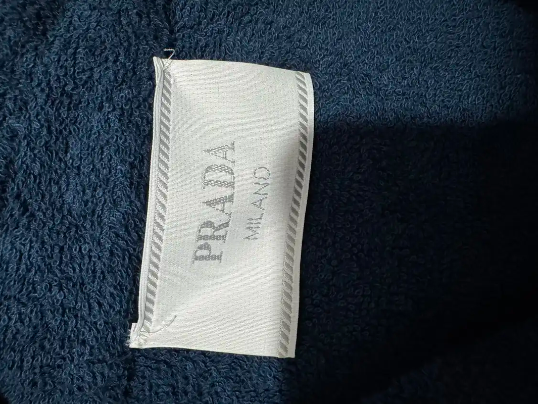Prada Blue Cotton Embroidered Logo Shirt