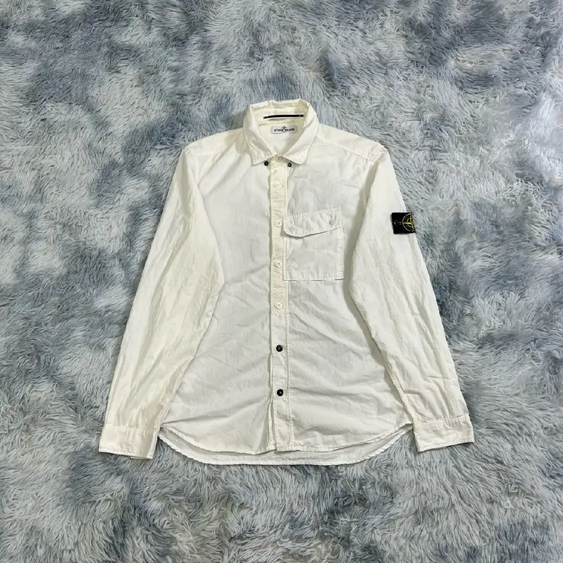 Stone Island White Long Sleeve Shirt for Men 0089