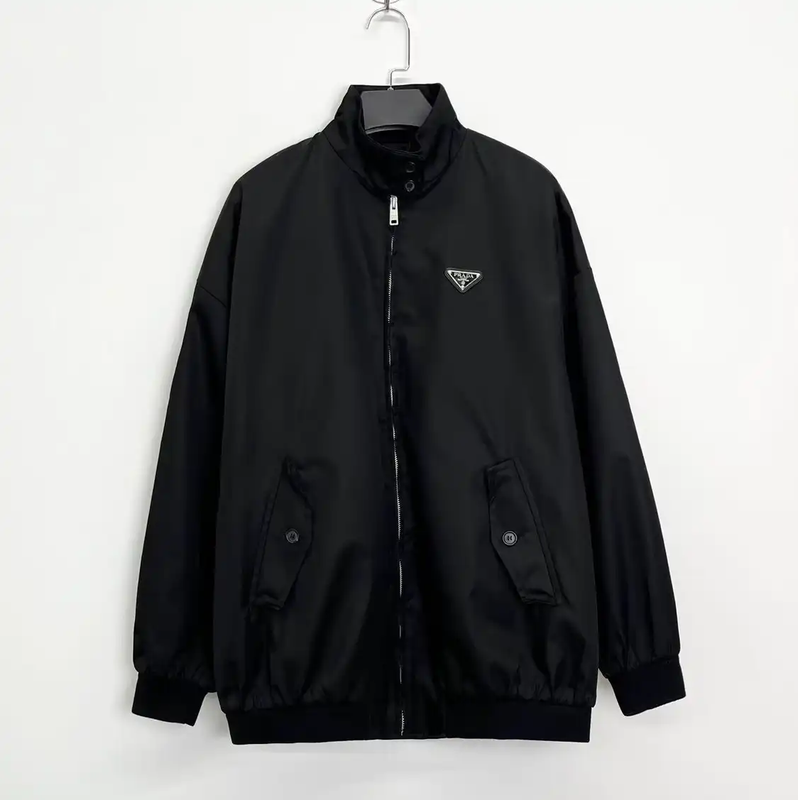 Prada Black Nylon Long Coat for Men