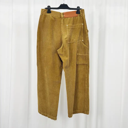 Loewe Brown Striped Cotton Blend Casual Trousers 0089