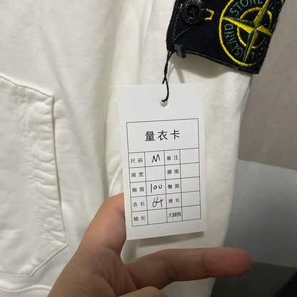 Stone Island Men's White Cotton Hoodie 0089