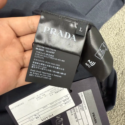 Prada Gray Cotton Logo Short Sleeve T-shirt