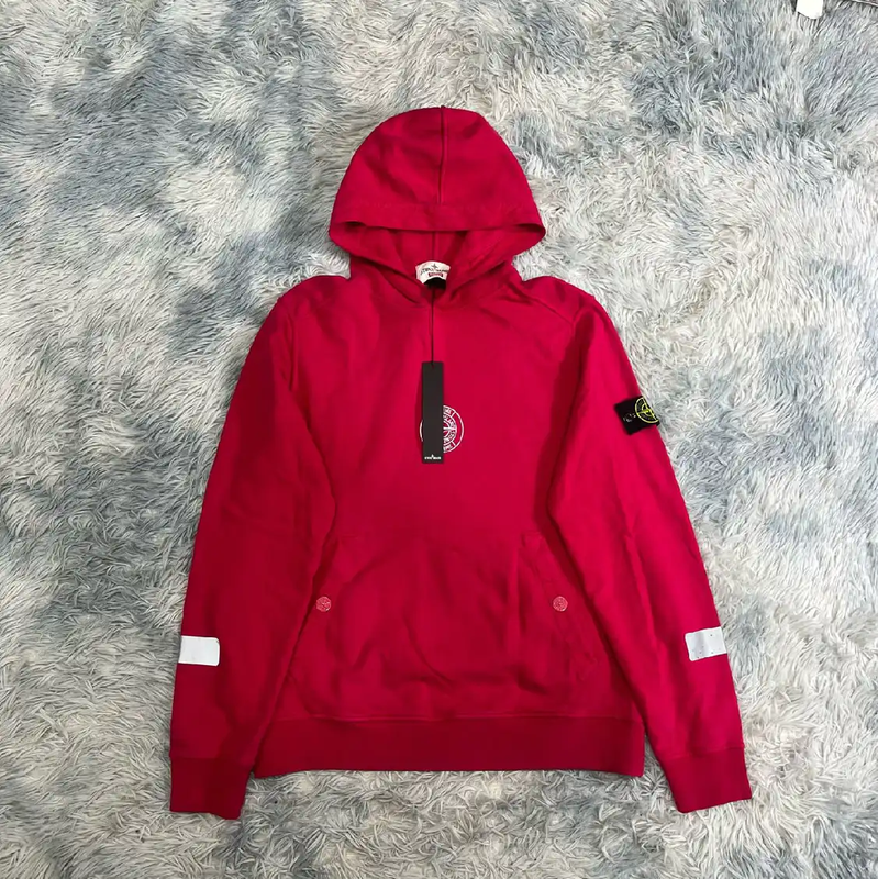 Stone Island Red Cotton Hoodie for Men 0089