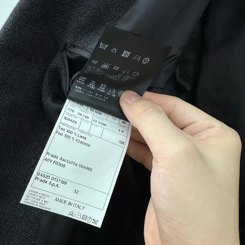 Prada Black Wool Long Sleeve Coat