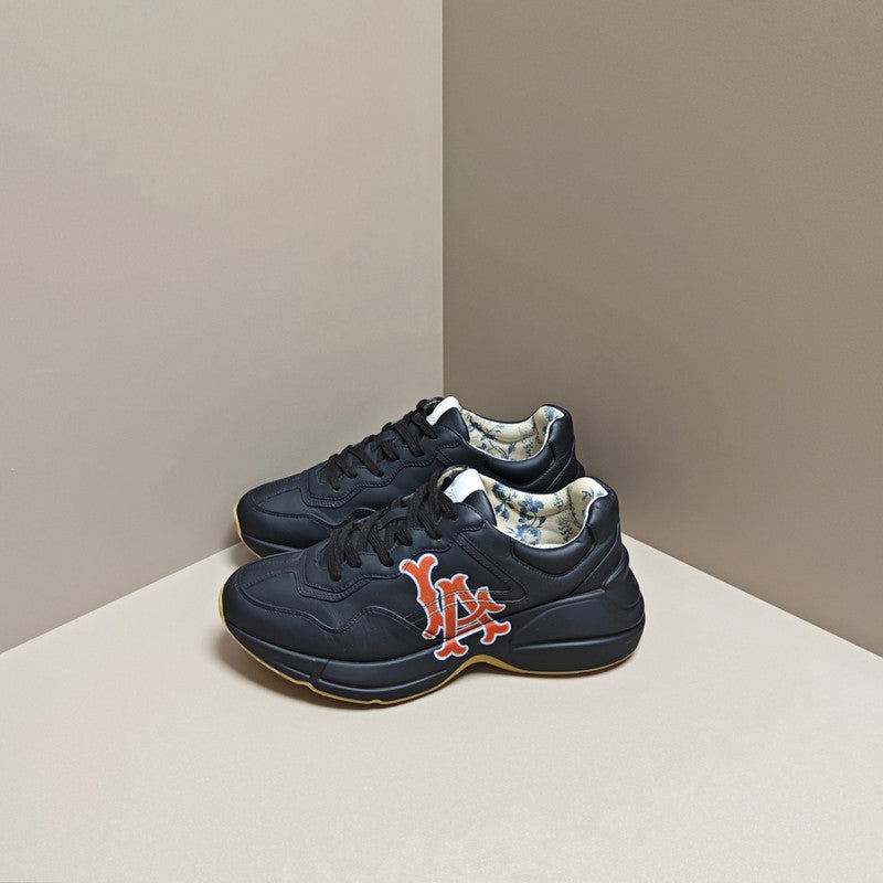 Gucci Rhyton Black Leather Low-Top Sneakers 0079