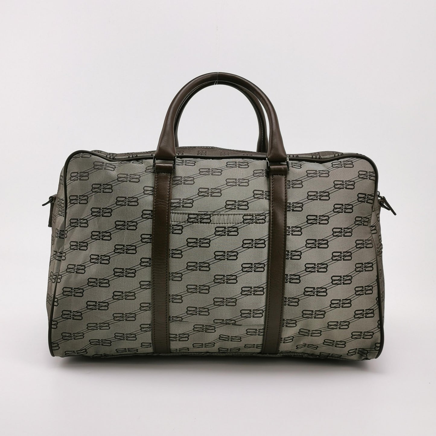 Balenciaga Double B Monogram Leather-Nylon Zip Tote