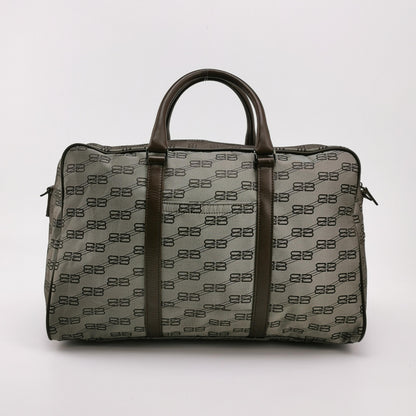 Balenciaga Double B Monogram Leather-Nylon Zip Tote