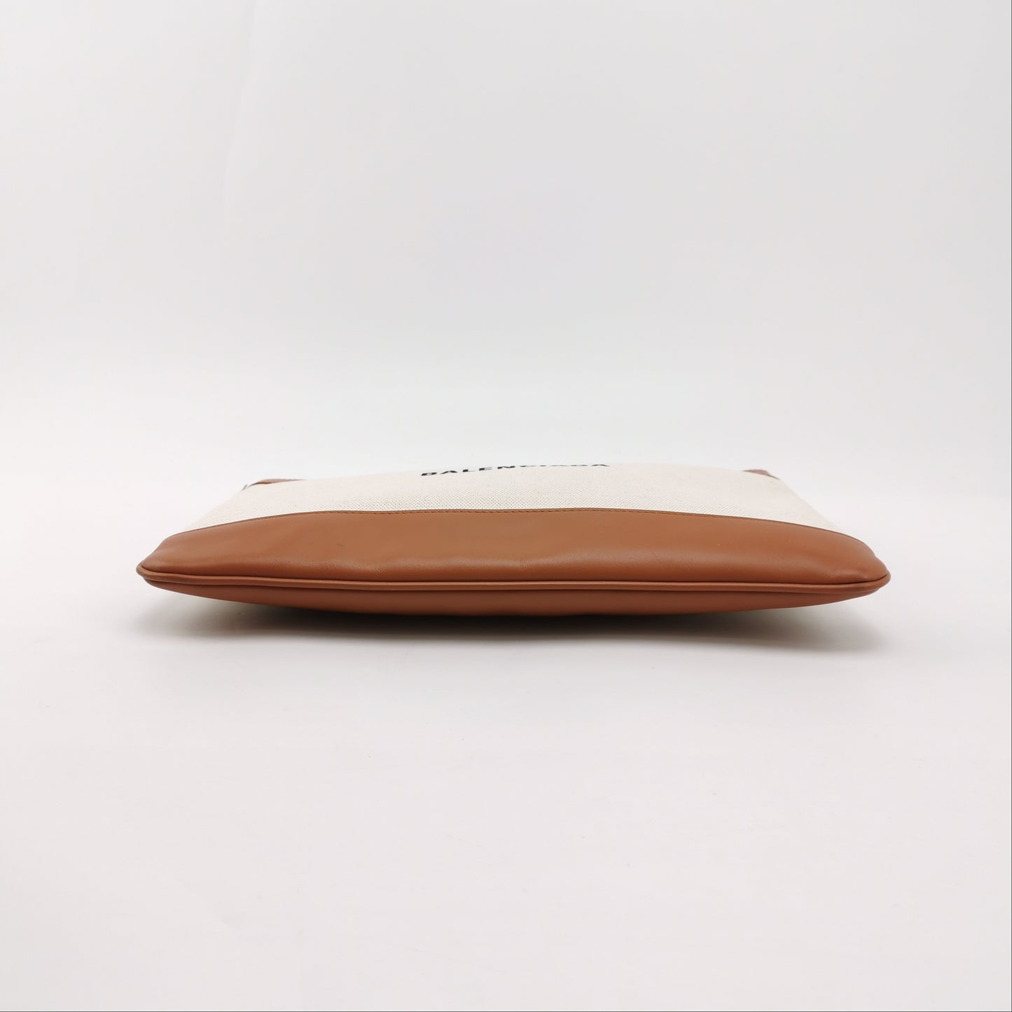 Balenciaga Canvas Leather Logo Zip Clutch