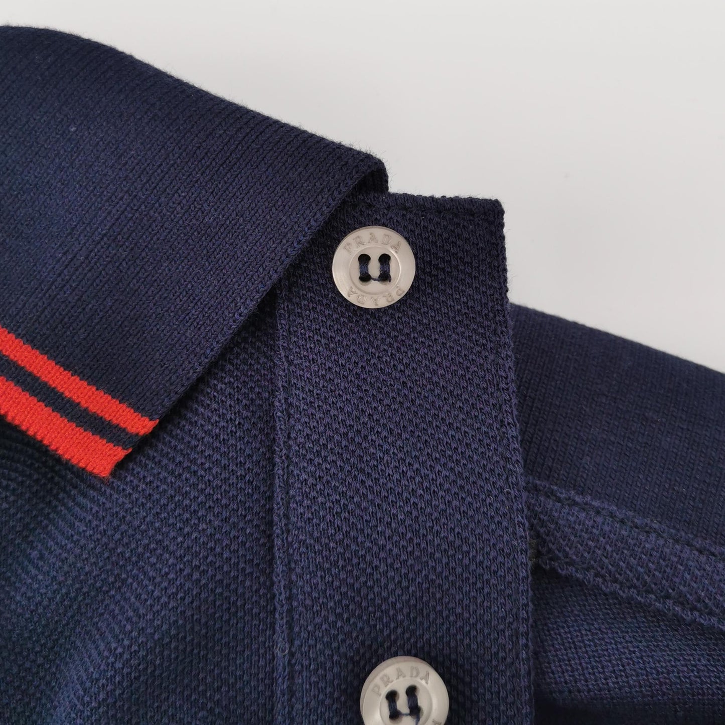 Prada S Size Navy Red Accent Polo Shirt