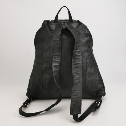 Balenciaga Black Leather Flap Backpack