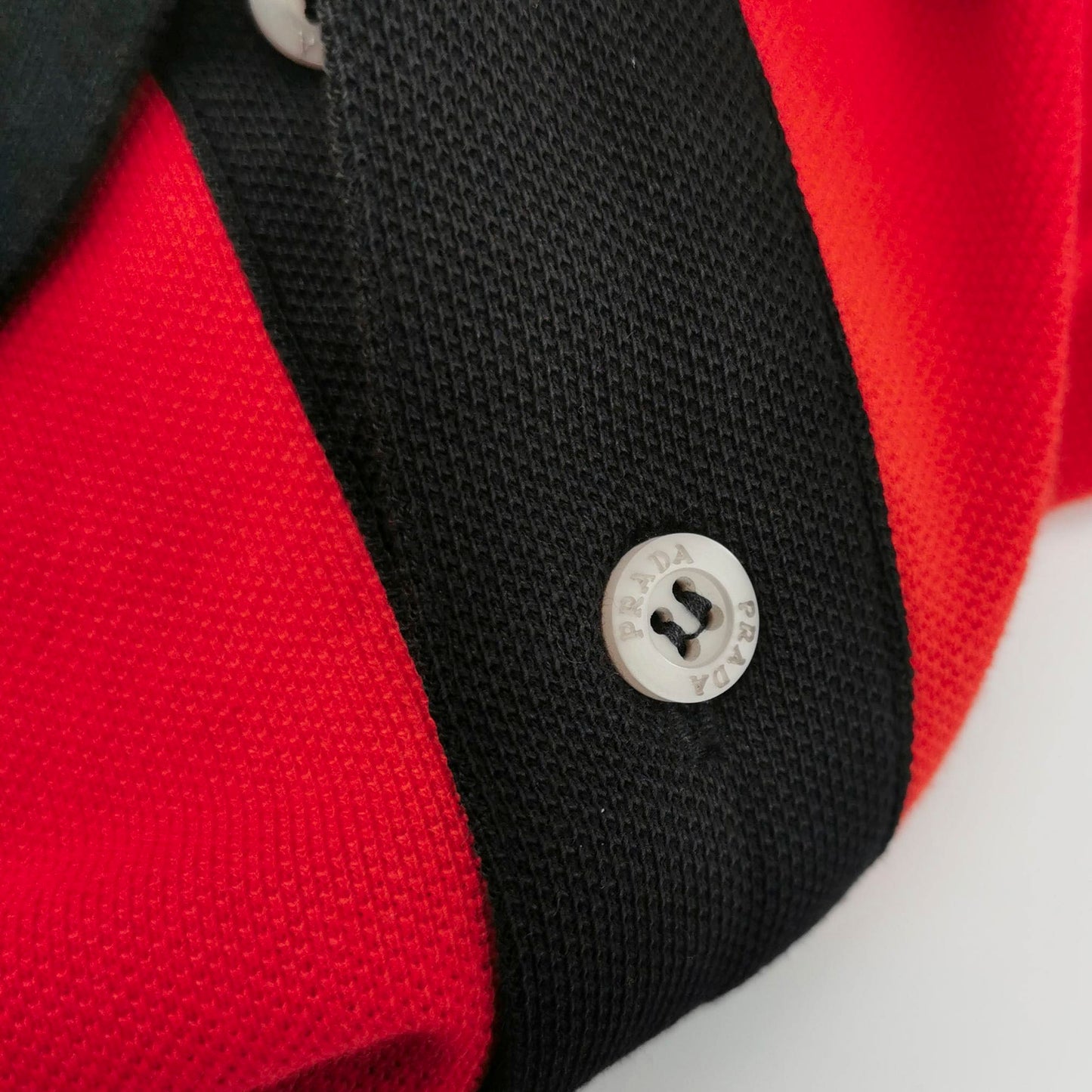 Prada Red Color-Block Collar Polo Shirt XXL