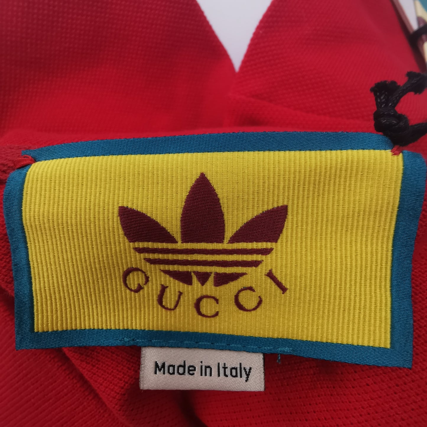 Gucci x adidas Red Cotton Logo Polo Shirt S