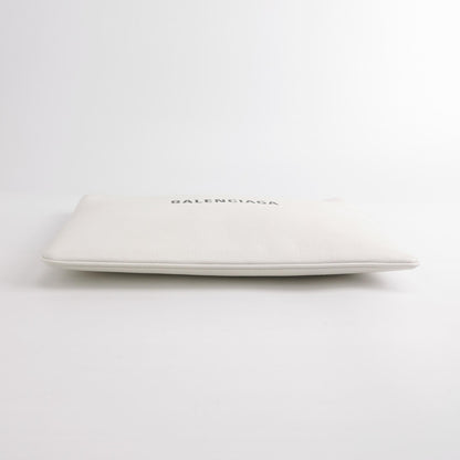 Balenciaga White Logo Zip Pouch