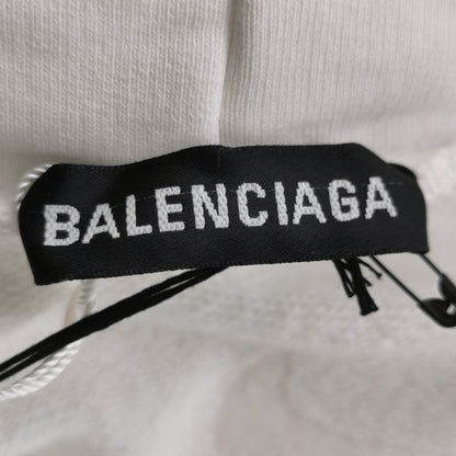 Balenciaga White Torch Logo Oversized Hoodie