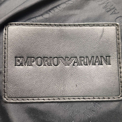 Emporio Armani Black Hooded Sheepskin Leather Jacket M
