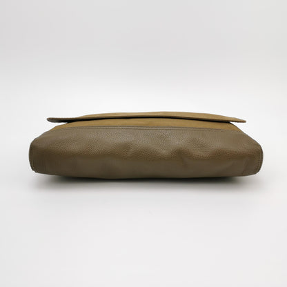 Balenciaga Leather-Canvas Colorblock Flap Clutch