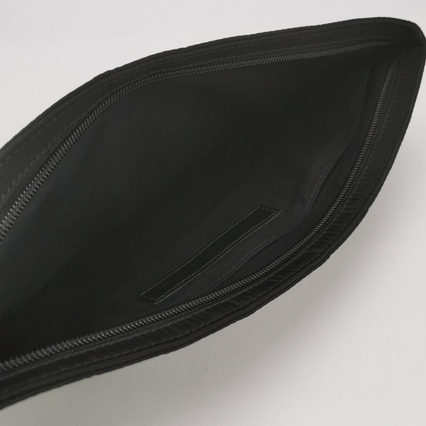 Balenciaga Nylon Solid Logo Zip Clutch