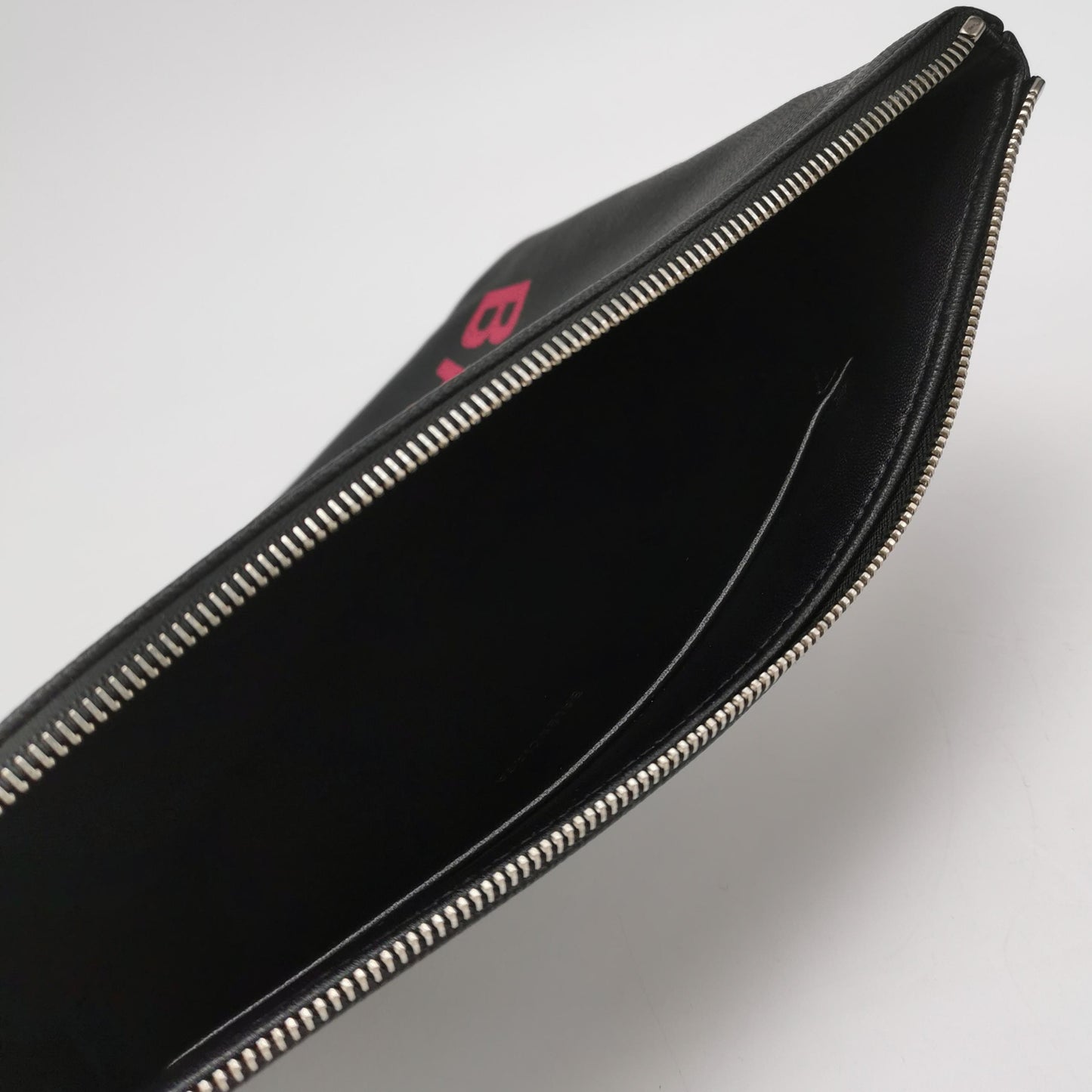 Balenciaga Leather Logo Zip Clutch