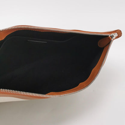 Balenciaga Canvas Leather Logo Zip Clutch