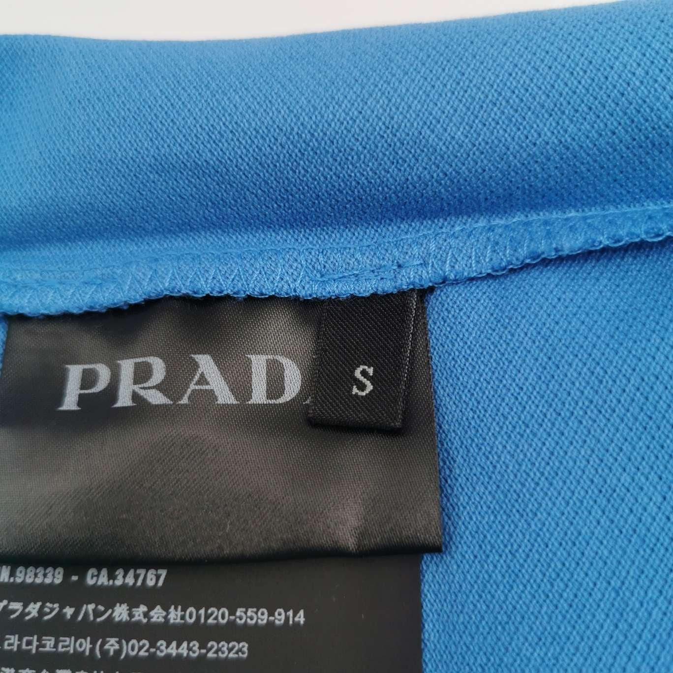 Prada S Size Cotton Logo Collar Polo Shirt