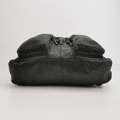 Balenciaga Black Leather Flap Backpack