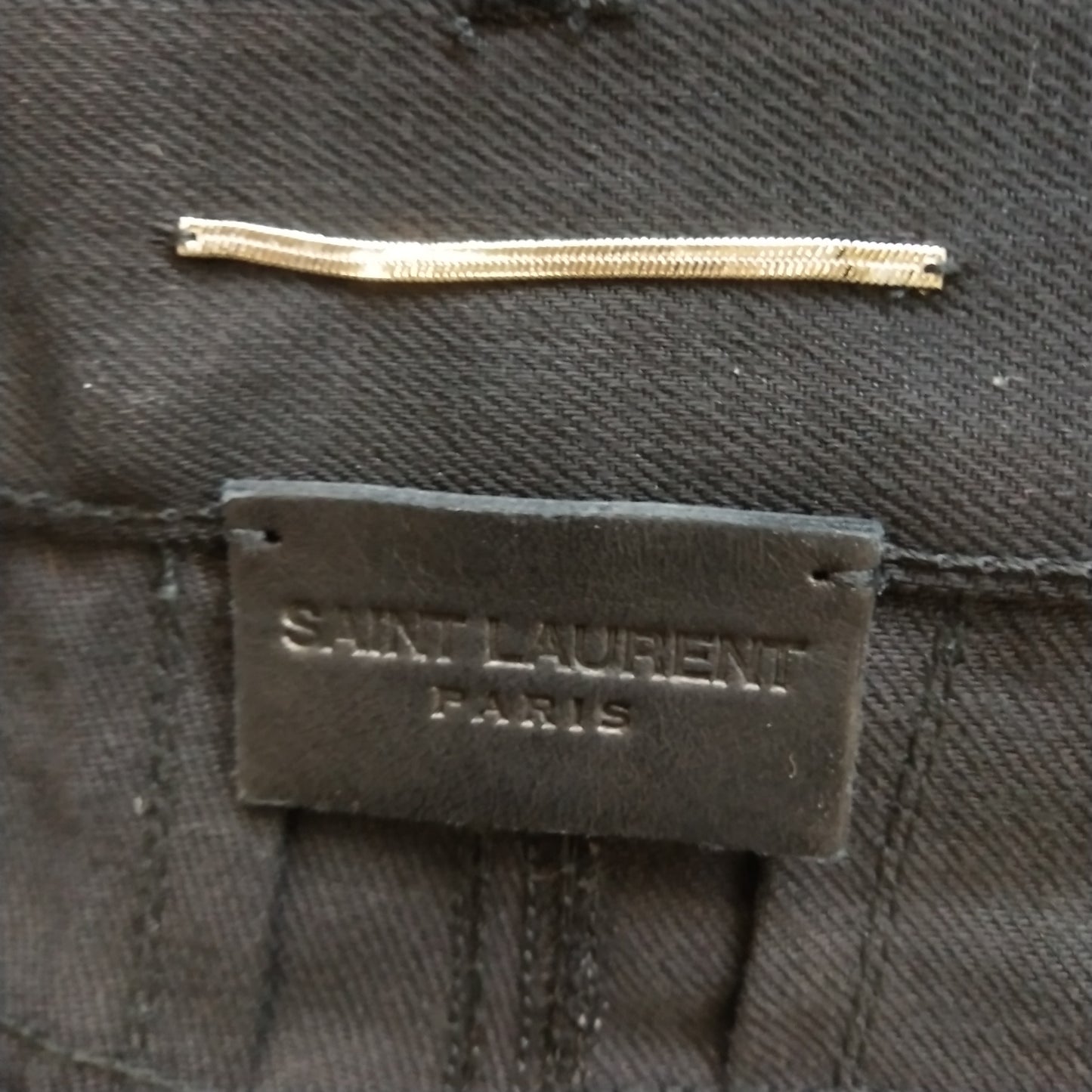 Saint Laurent Men's Cotton-Leather Zip Detail Pants