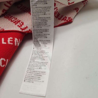 Balenciaga Red Logo Print Cotton Crewneck Sweater S