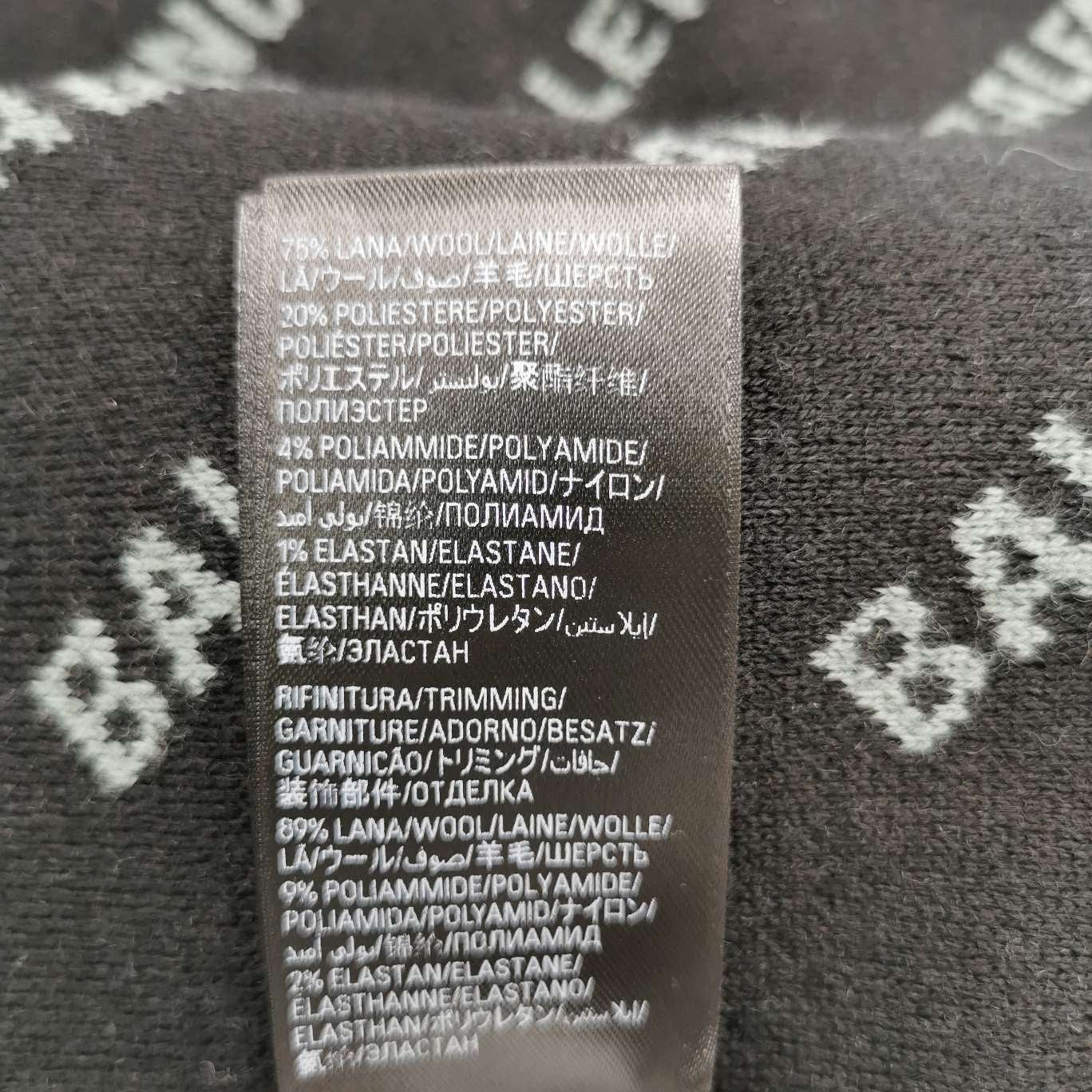 Balenciaga Wool Blend All-Over Letter Print Sweater XL