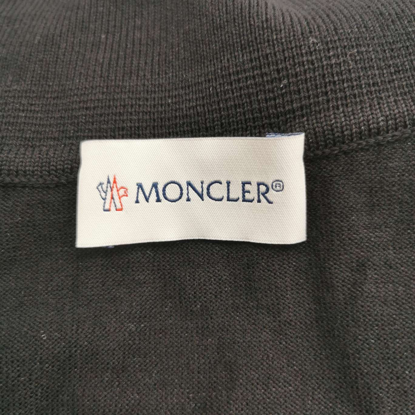 Moncler XL Cotton Solid Lapel Long-Sleeve Knit