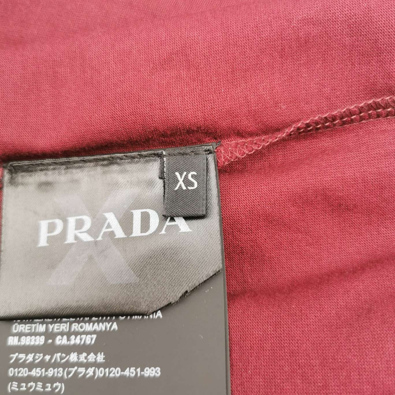 Prada XS Cotton Letter Logo T-Shirt