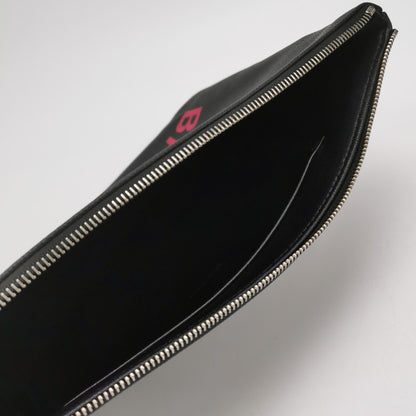 Balenciaga Leather Logo Zip Clutch