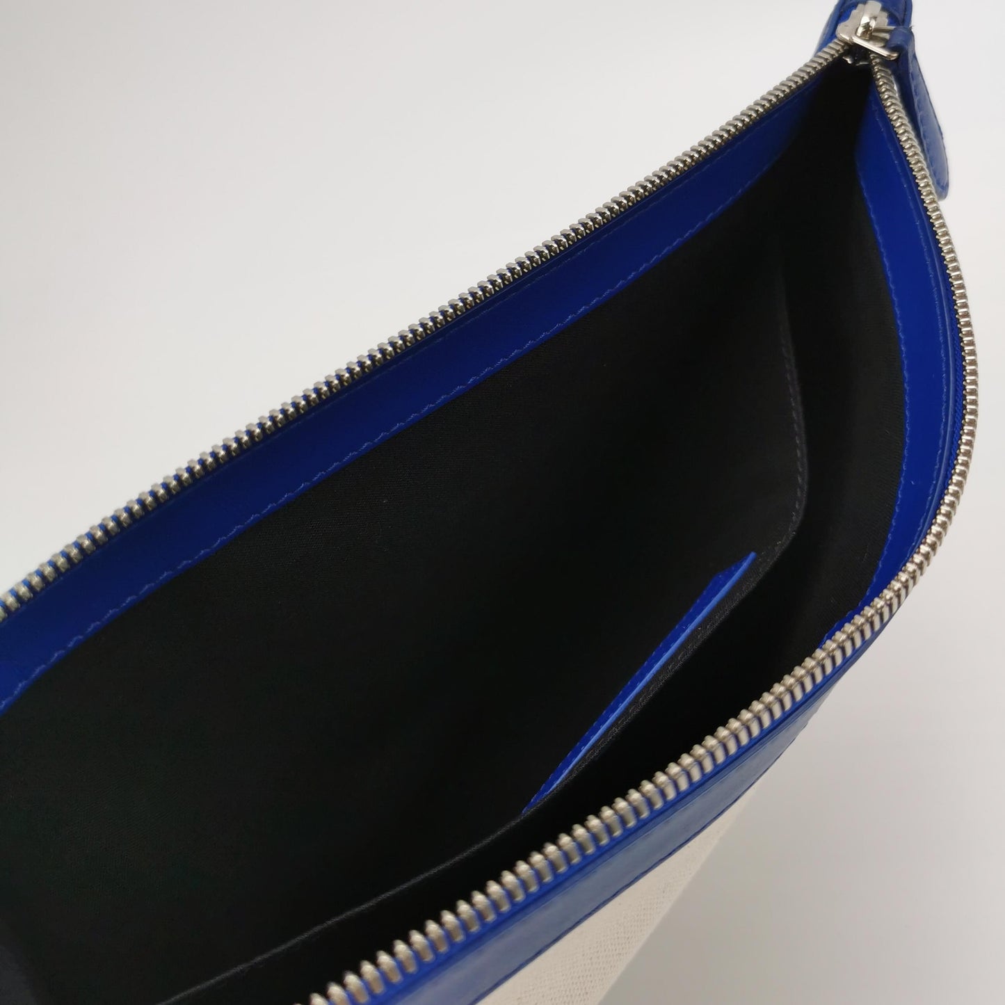 Balenciaga Colorblock Logo Canvas Leather Clutch