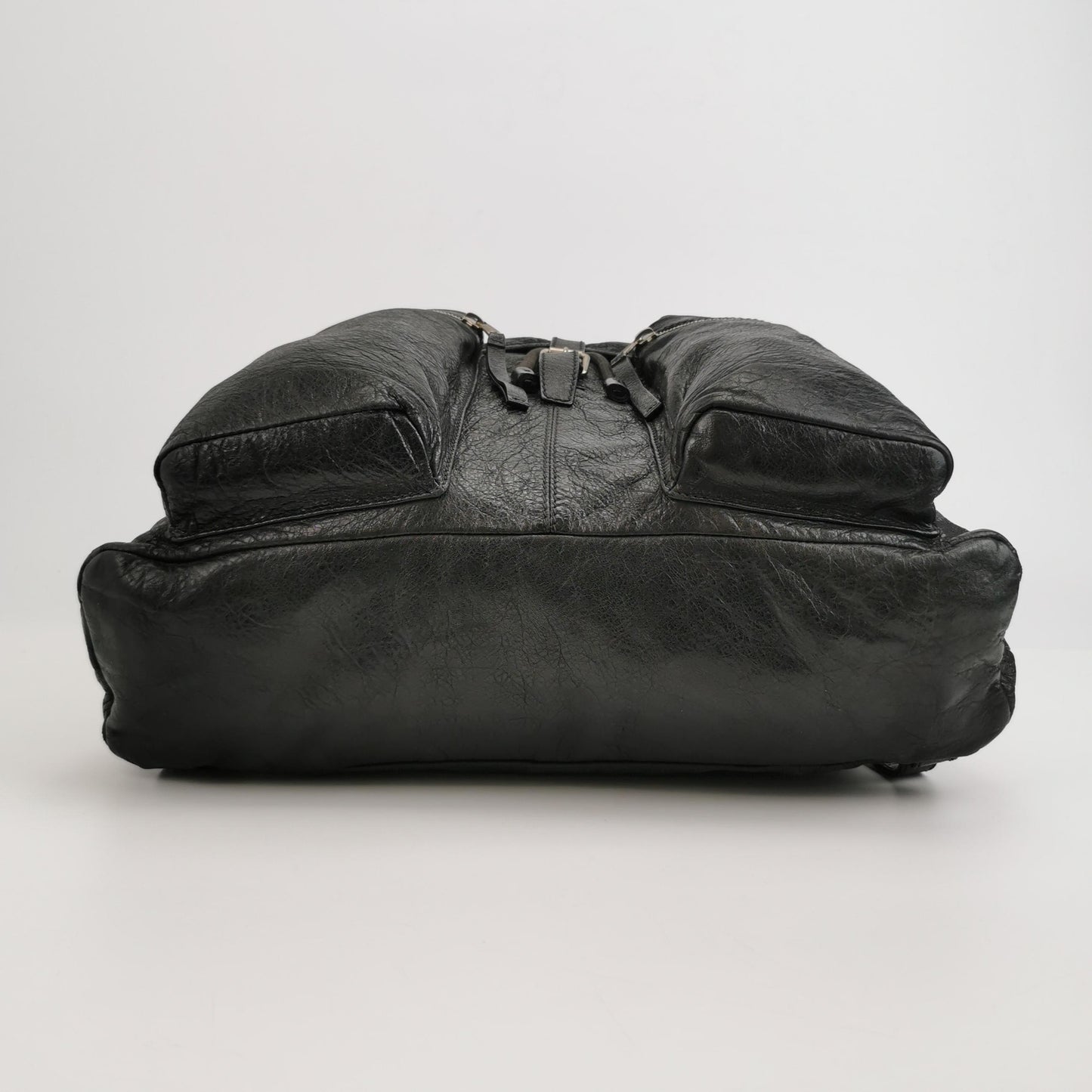 Balenciaga Black Leather Flap Backpack