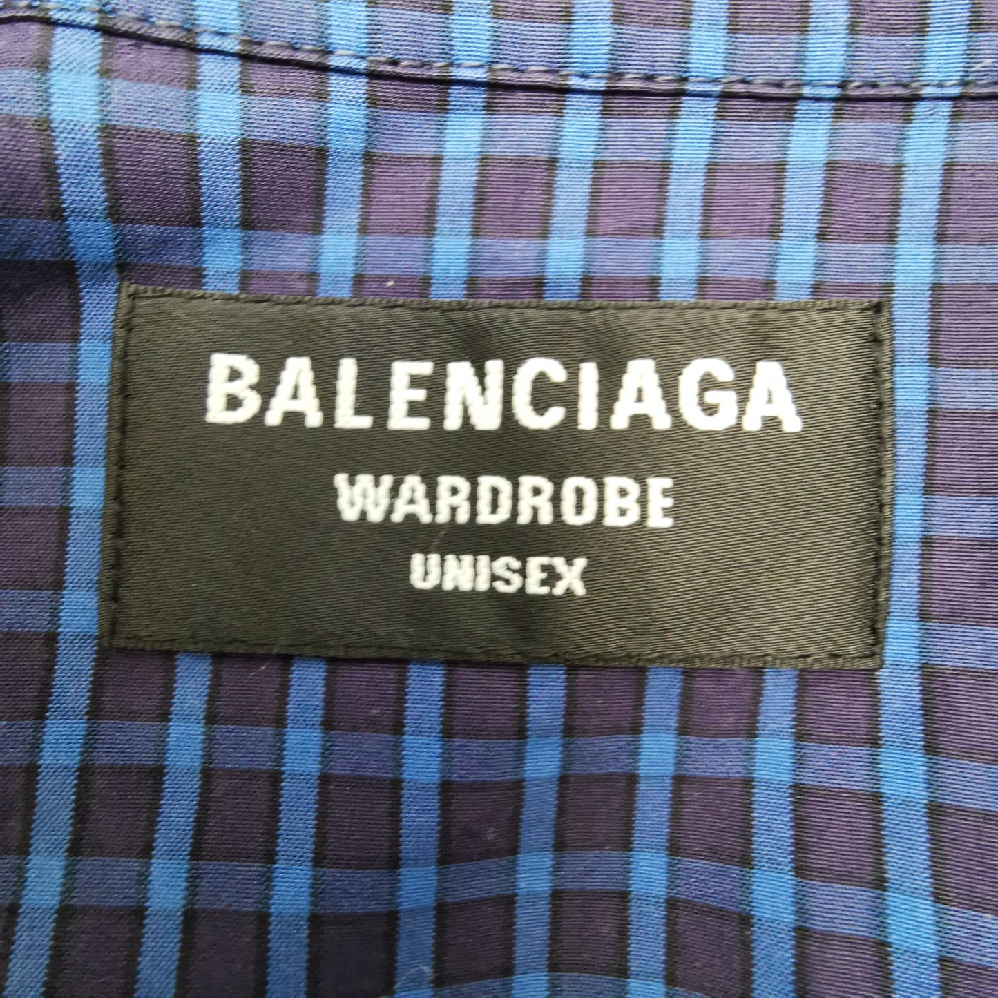 Balenciaga Cotton Check Logo Embroidered Collared Shirt