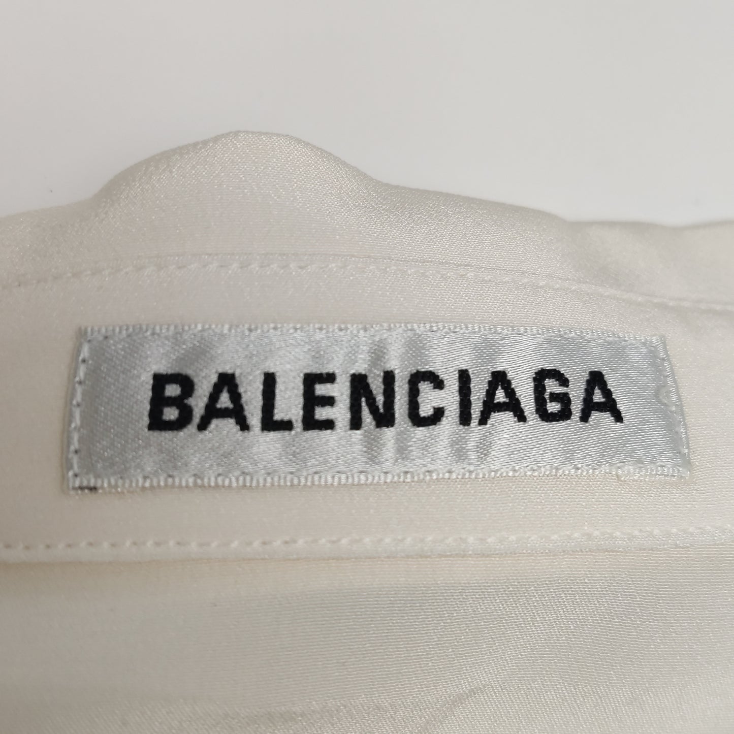 Balenciaga Silk Logo Collar Shirt XS
